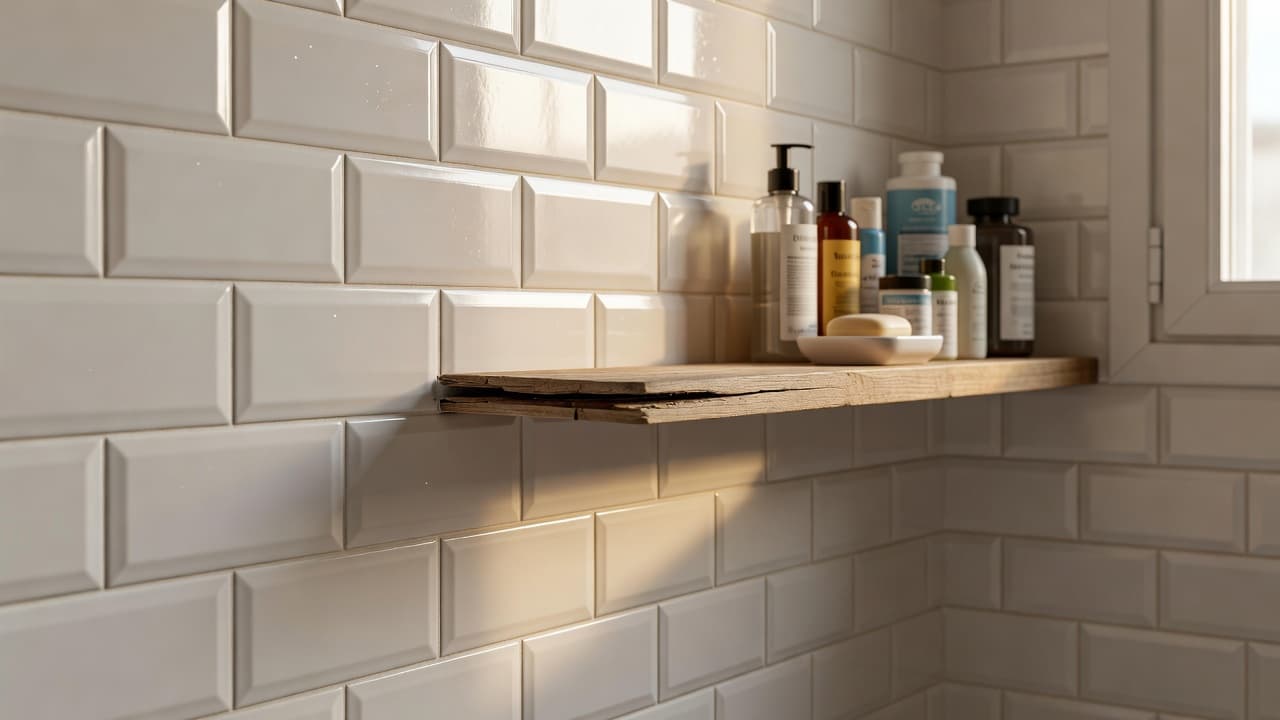 Bathroom shelves pulling out: temporary load relief