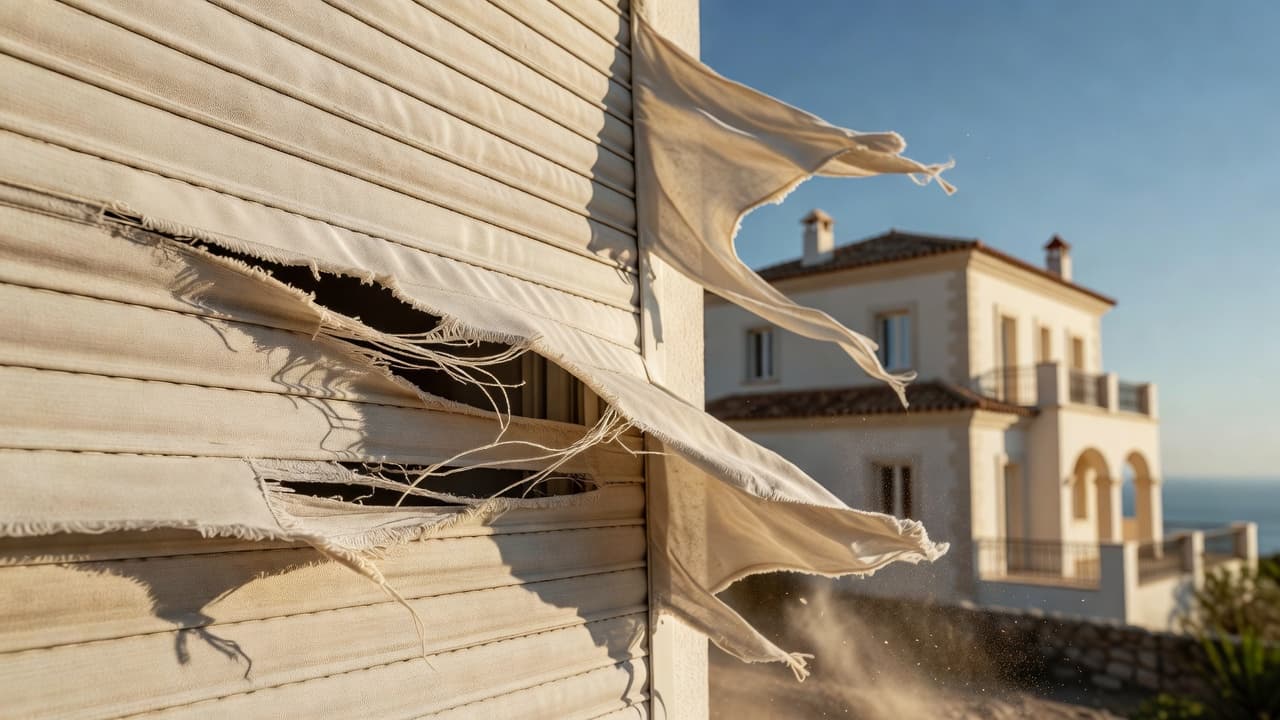 Outdoor Curtains Torn Off by Levante Wind