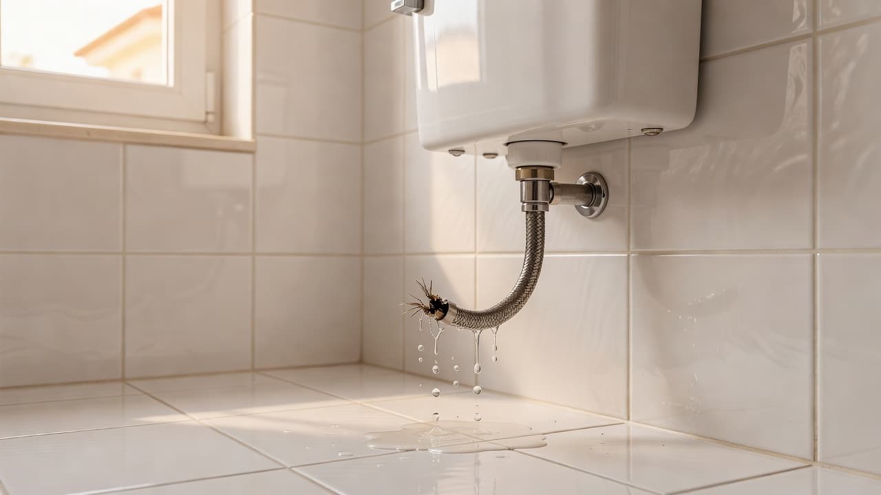 Toilet flexible hose burst: stop the spray now